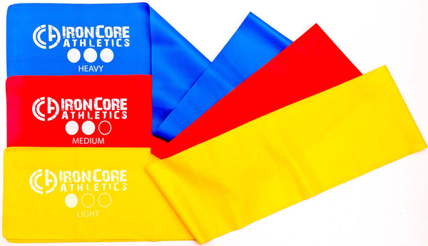 Set of Three 5 feet long by 4 inches wide Flat Resistance Bands, Perfect for Yoga / Pilates / Physical Therapy